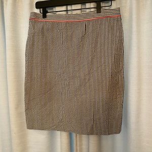 J Crew Seersucker Pencil Skirt Pink Stripe